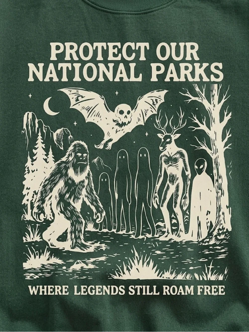 Gildan Protect Our National Parks Dark Green Graphic Sweatshirt